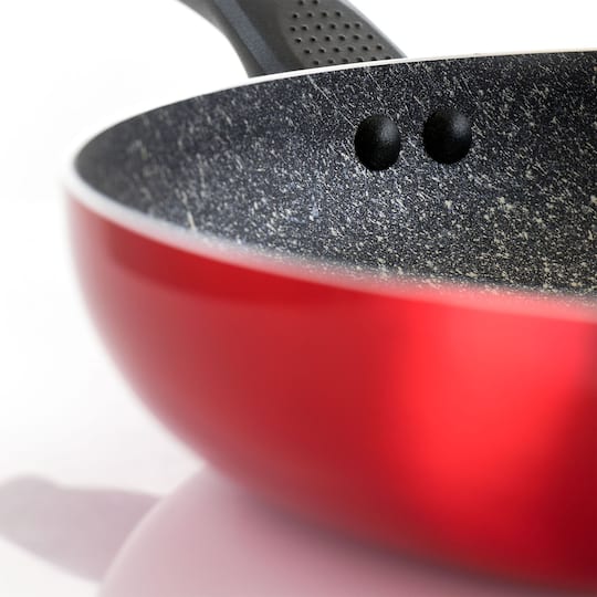 Oster Merrion 12" Red Aluminum Frying Pan With Bakelite Handle